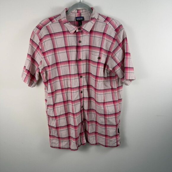 Patagonia Men's A/C® Short Sleeve Beach Shirt Plaid Pink XL - Picture 1 of 6